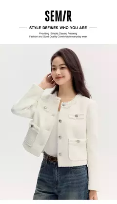 Semir-abrigo de manga corta para mujer, chaqueta ajustada con hombreras y borlas, elegante y suave, estilo carbón, novedad de 2024 - comprar en línea