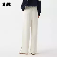Pantalones informales Semir para mujer, pantalones individuales de pierna ancha asimétricos con contraste de Color, pantalones largos texturizados que alargan las piernas de primavera