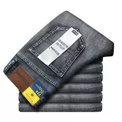 2025 moda cuatro estaciones clásico azul negro trabajo pantalones vaqueros hombres Jeans Casual recto estiramiento ropa de marca masculina - buy online