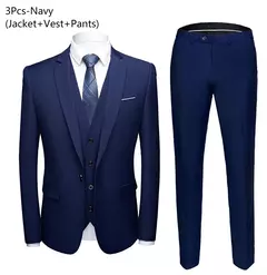 Trajes de hombre elegantes, 3 piezas, 2 conjuntos de Blazers, chaquetas de boda, chaleco, pantalones, abrigos formales clásicos de lujo 2025, trajes coreanos - tienda en línea