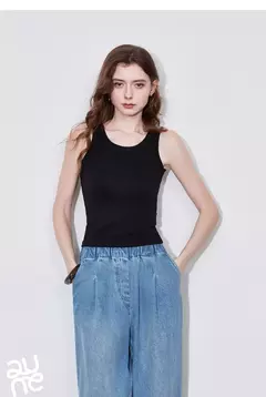 TOYOUTH mujeres camisetas sin mangas 2025 primavera nuevo Color contrastante cintura delgada chaleco sin mangas - Eleganzie