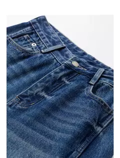 TOYOUTH-pantalones vaqueros de pierna ancha para mujer, Vaqueros largos de tiro alto con abertura, diseño perezoso, Otoño, 2024 - tienda en línea