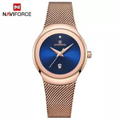 Reloj NAVIFORCE, relojes de cuarzo a la moda para mujer, reloj de pulsera resistente al agua de acero inoxidable para mujer, reloj Simple para chica, reloj femenino en internet