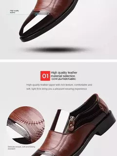 Zapatos de cuero formales de negocios informales para hombres de gran tamaño, zapatos de punta estrecha para hombres, zapatos casuales perezosos sin cordones para hombres - Eleganzie