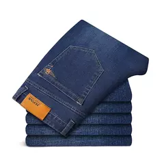 Pantalones de negocios clásicos de talla grande 28-46 para primavera y otoño, pantalones vaqueros informales a la moda de marca para hombre, pantalones vaqueros rectos elásticos - online store