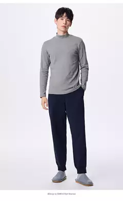 Semir-ropa interior de Cuello medio alto para hombre, cómoda, a la moda, microcepillada, capa Base Simple diaria
