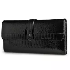 Bolsos de mano de cuero genuino para mujer a la moda Carteras de diseño de lujo Monederos largos brillantes 2022 Bolso de mano elegante para mujer - Eleganzie