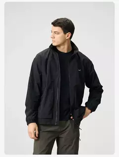 SIMWOOD 2025 Primavera Verano de gran tamaño fino ligero al aire libre chaquetas con capucha ocultas hombres chaqueta de tela arrugada - Eleganzie