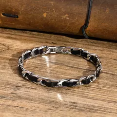 Vnox-pulseras de cadena negras para hombre y mujer, elegantes pulseras de cadena de eslabones cubanos de acero inoxidable de 7,5 MM, joyería de regalo - comprar en línea