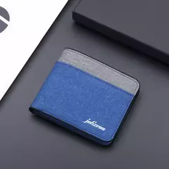 Cartera de lona a la moda para hombre, monedero corto, funda para tarjetas de crédito, tarjetero negro/azul/gris, monedero para hombre, soporte para banco 2023 - comprar en línea