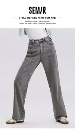 Imagen de Semir Jeans Mujer realzando pantalones largos de algodón puro otoño 2024 nuevos pantalones de pierna ancha ocultos de carne