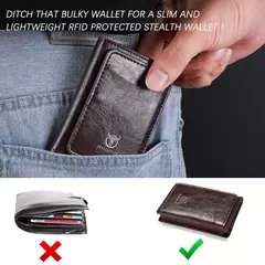 Bullcaptain-tarjetero para hombre, billetera con bloqueo RFID, caja de aluminio protegida, billeteras de cuero con Clip para dinero, tarjetero - comprar en línea