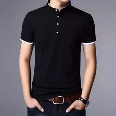 Polo informal de negocios para hombre, camiseta de manga corta, Top de algodón sólido cómodo y transpirable de verano - online store