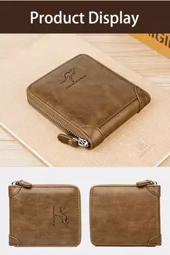 Cartera de cuero para hombre de lujo para hombre Monedero masculino con cremallera tarjeteros con bolsillo para monedas carteras Rfid regalos para hombres bolsa de dinero - comprar en línea