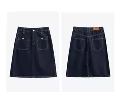 Imagen de TOYOUTH falda de mujer 2025 primavera nuevo estilo americano High Street una línea hasta la rodilla ropa de trabajo falda vaquera