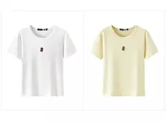 Semir-Camiseta de manga corta para mujer, Jersey recortado ajustado adelgazante, novedad de verano 2021, jersey bordado, bonito para todos los días y elegante en internet