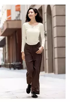 Semir-Camiseta de manga corta para mujer, camiseta ajustada diseñada para lucir más delgada, Top con dobladillo de volantes elegante, novedad de otoño 2024 - comprar en línea