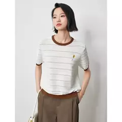Imagen de TOYOUTH-prendas de punto para mujer, Tops ahuecados con cuello redondo y contraste de Color, novedad de verano 2024