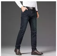 Pantalones de negocios clásicos de talla grande 28-46 para primavera y otoño, pantalones vaqueros informales a la moda de marca para hombre, pantalones vaqueros rectos elásticos - Eleganzie