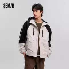 Chaqueta Semir para hombre, primavera 20224, nueva moda de retazos, prendas de vestir exteriores de tres pruebas, Top holgado con capucha - Eleganzie