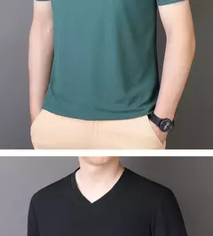 Camiseta de seda de hielo para hombre, camisa de manga corta elástica para Fitness, informal, secado rápido, 6XL, 7XL, 8XL, novedad de verano, 2309 - tienda en línea