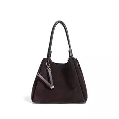 Bolso de hombro tipo bandolera de piel de ante de lujo, bolso tipo cubo tipo cesta de compras de alta calidad, bolso marrón clásico de moda para mujer - Eleganzie