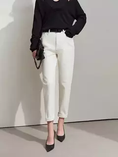 Amii 2025 primavera Casual Slim mujeres Jeans pantalones elásticos de cintura algodón Jeans cónicos moda alta calidad DenimTrousers 12541126 en internet