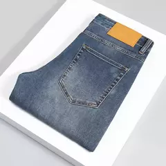 Pantalones vaqueros informales elásticos de algodón puro para hombre, pantalones de pierna ancha rectos holgados clásicos, pantalones vaqueros lavados de marca de alta calidad on internet