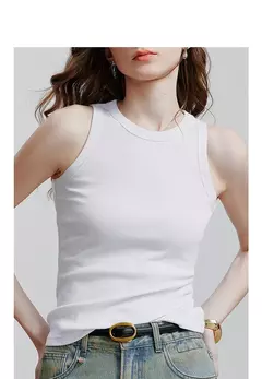 TOYOUTH mujeres camisetas sin mangas 2025 primavera nueva sin mangas Color sólido ropa interior deportiva chaleco Tops - Eleganzie