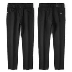 Image of Pantalones de mezclilla de alta calidad para hombre, ropa de calle masculina, ajustada, informal, Popular, juvenil, clásico, negro