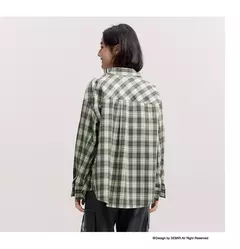 Imagen de Semir camisa de manga larga para mujer estilo medio largo de gran tamaño primavera 2025 nueva primavera Top a cuadros Vintage