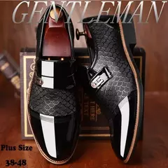 Imagen de Zapatos formales versátiles y elegantes para hombre, zapatos de cuero con hebilla, talla grande, para boda
