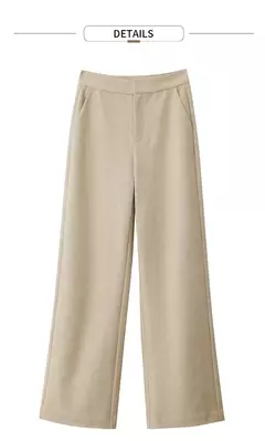 Image of AMII-pantalones minimalistas de punto en espiga para mujer, pantalón de pierna ancha de cintura alta, informal, para ir al trabajo, invierno, 2024 12444064