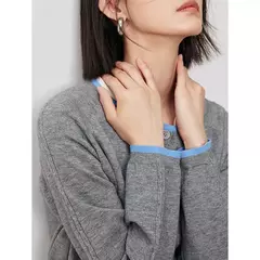 TOYOUTH-suéter de punto para mujer, cárdigan de manga larga con botones y cuello redondo, Color contrastante, novedad de otoño, 2024 - Eleganzie
