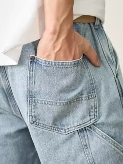 Image of SIMWOOD 2025 Primavera Verano nuevos pantalones vaqueros sueltos relajantes para hombres pantalones vaqueros Cargo de tela de 11oz
