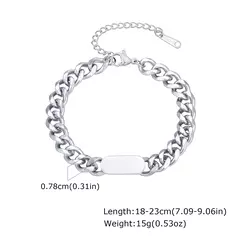 Vnox Pulseras de cadena cubana para hombre y mujer, pulsera de eslabones de acero inoxidable de 7,5 mm, joyería de personalidad simple ajustable - Eleganzie