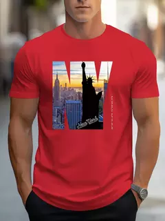 Camiseta holgada de verano 100% algodón puro para hombre, talla grande NY, estampado gráfico, informal, ajustada, cuello redondo, manga corta