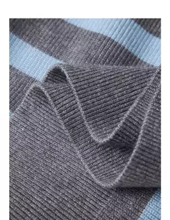 Imagen de TOYOUTH-suéter de punto para mujer, suéter con capucha y cuello tipo Polo con cremallera a rayas, otoño e invierno, 2024