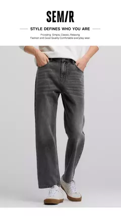 Semir Jeans hombres 2025 primavera nuevos pantalones largos Vintage pantalones rectos sueltos Simple relajado - Eleganzie