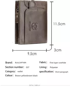 BULLCAPTAIN Cartera plegable con bloqueo RFID para hombre, tarjetero de cuero genuino con 15 ranuras para tarjetas en internet