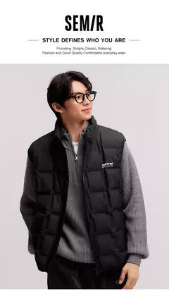 Semir abajo chaleco hombres 2024 nuevo invierno cuello alto impreso ropa de abrigo texturizada apilamiento ropa interior moda versátil. - online store
