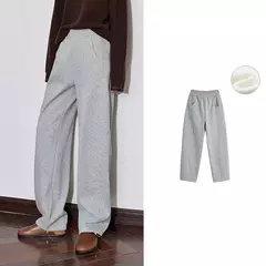 Imagen de TOYOUTH pantalones de chándal informales de lana para mujer 2024 Otoño e Invierno nueva cintura elástica Ankela pantalones largos de plátano cálidos gruesos rojos