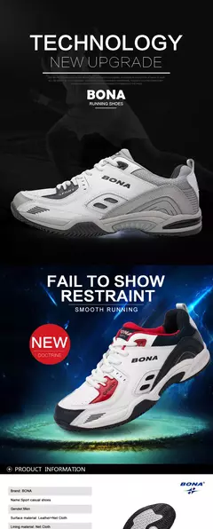 BONA, nuevo estilo Popular, zapatillas de tenis para hombre, zapatillas para correr al aire libre, zapatillas deportivas con cordones para hombre, cómodas, ligeras y suaves - Eleganzie