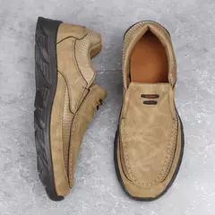 Zapatos informales de cuero para hombre, mocasines transpirables, zapatillas de deporte para hombre, calzado plano de cuero cómodo, zapatillas de deporte para hombre 2024 - comprar en línea