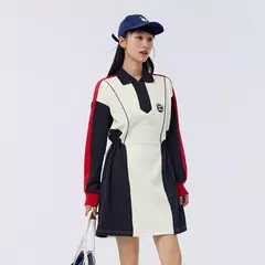 Semir-vestido holgado adelgazante para mujer, Polo a juego de colores, primavera 2023 - Eleganzie