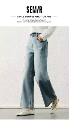 Semir Jeans Mujer Pantalones de pierna ancha de cintura alta 2025, nuevos pantalones largos de primavera, pantalones versátiles de moda de estilo callejero en internet