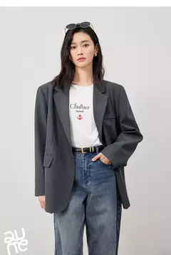 Imagen de TOYOUTH-Chaqueta de gran tamaño con dobladillo dividido en la espalda para mujer, Blazer de Color liso, traje informal a la moda para oficina, novedad de primavera, 2023