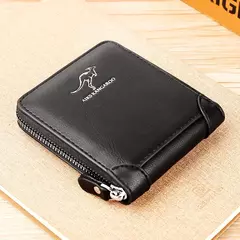 Cartera de cuero para hombre de lujo para hombre Monedero masculino con cremallera tarjeteros con bolsillo para monedas carteras Rfid regalos para hombres bolsa de dinero