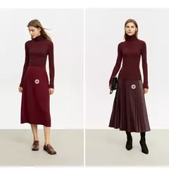 AMII suéter minimalista para mujer 2023 invierno nuevo Simple ajustado cuello alto elástico cálido sólido jerseys Mujer 12323075