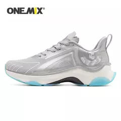 Imagen de ONEMIX, zapatillas para correr para hombre, zapatillas deportivas de malla transpirable con cordones, zapatos para correr al aire libre, zapatillas antideslizantes a la moda para caminar
